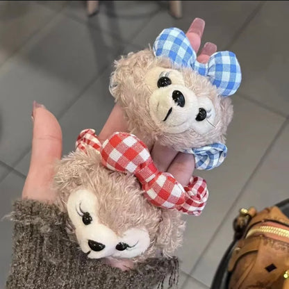 Mimmy – Cute Retro Plaid Hair Tie with Soft Duffy Bear Head