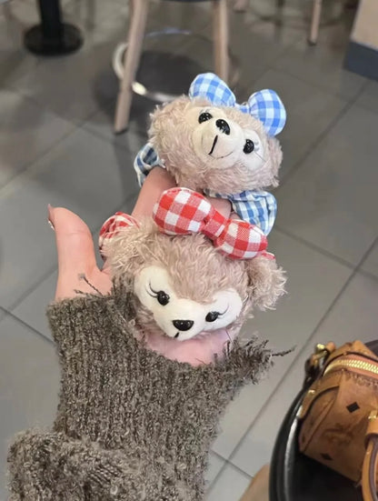 Mimmy – Cute Retro Plaid Hair Tie with Soft Duffy Bear Head