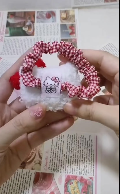 Mimmy – Cute Retro Plaid Hair Tie with Soft Duffy Bear Head